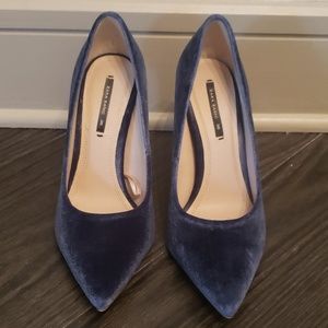 Zara Pumps - Blue - Faux Velvet - worn once
